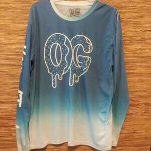 Fresh Laundry Blue Ombre Long Sleeve Tee Shirt - Size Large